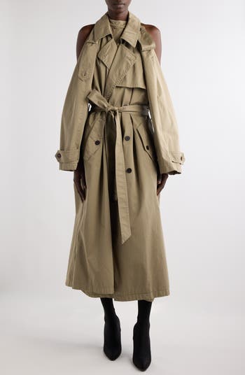 Balenciaga Cotton Twill Halter Trench Dress | Nordstrom
