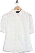 Forgotten Grace Short Sleeve Eyelet Button Front Shirt