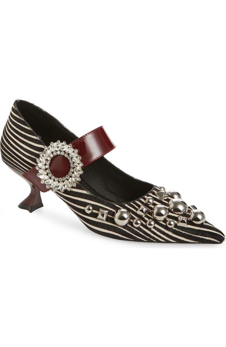 Jeffrey Campbell Otelia Embellished Genuine Calf Hair Mary Jane Pump, Main, color,