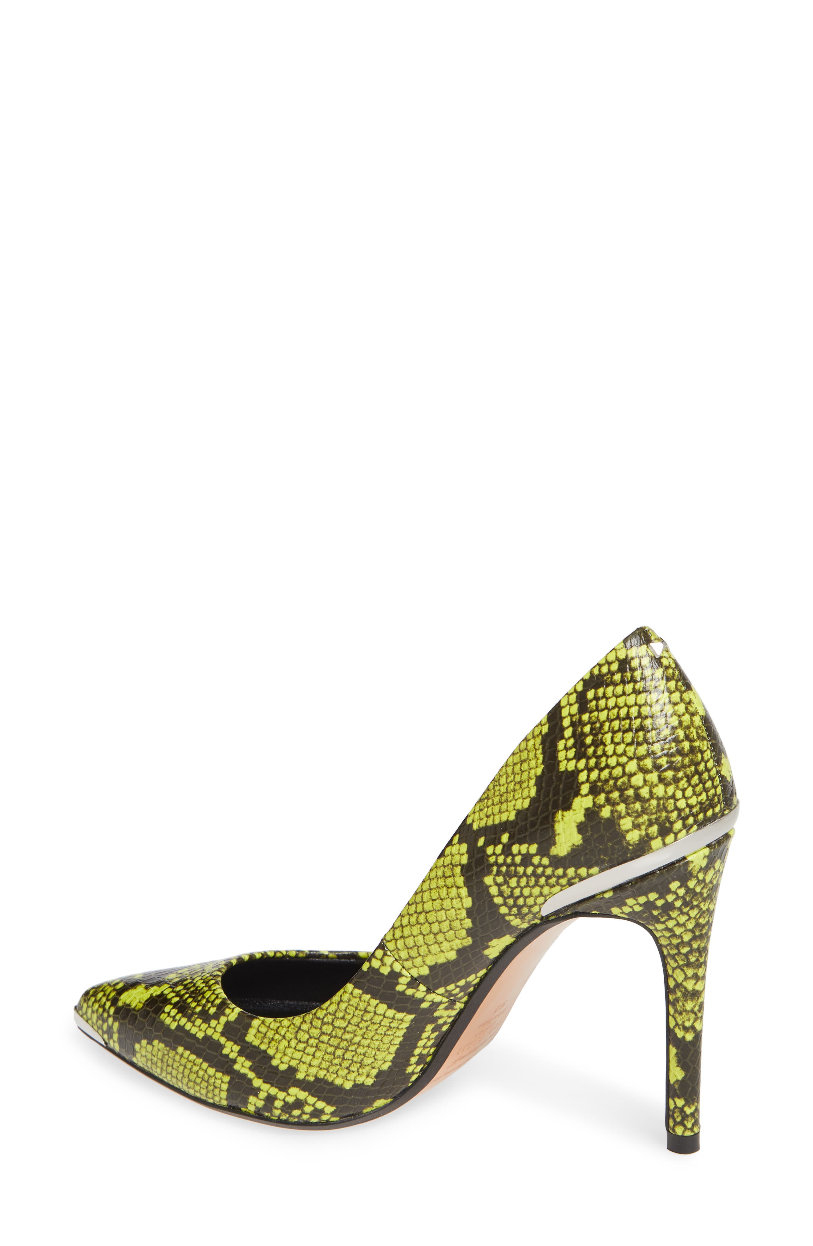 Izibelos Pointed Toe Pump, Alternate, color, YELLOW EMBOSSED LEATHER