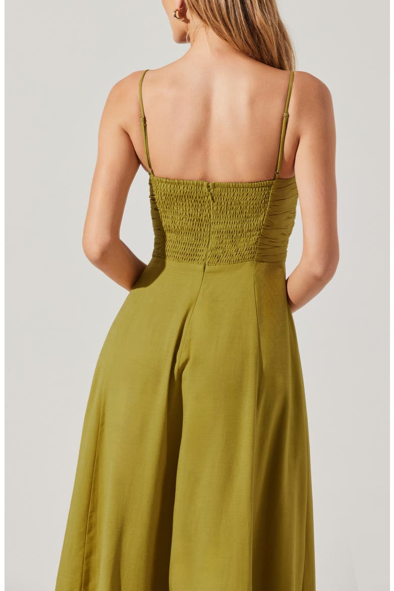 Celina Pleated Cutout Midi Sundress, Alternate, color, CHARTREUSE