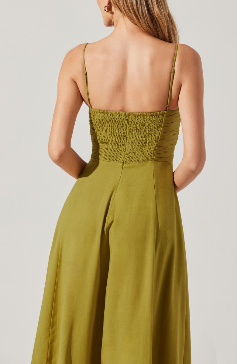 ASTR the Label Celina Pleated Cutout Midi Sundress, Alternate, color, Chartreuse