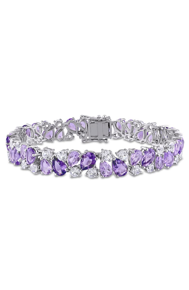 Julianna B. Amethyst & Lab-Created White Sapphire Bracelet, Main, color, Amethyst