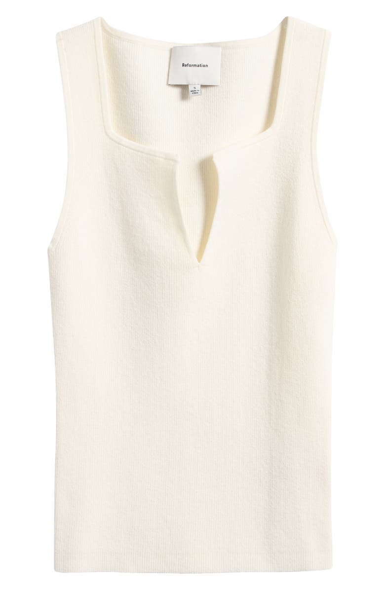 Reformation Rylie Notched Rib Sweater Tank, Main, color, Fior Di Latte