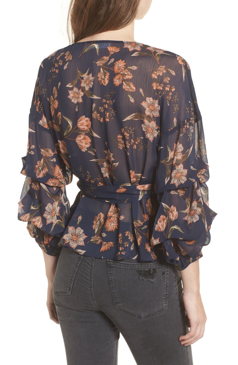 ASTR the Label Ruffle Sleeve Wrap Top, Alternate, color, 