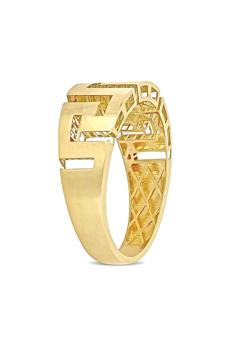 Men's Greek Key Design Ring, Alternate, color, YELLOW