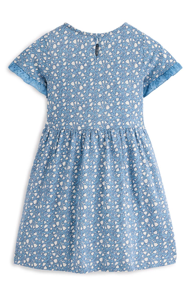 Mini Boden Kids' Eyelet Pocket Cotton Jersey Dress, Alternate, color, Blue