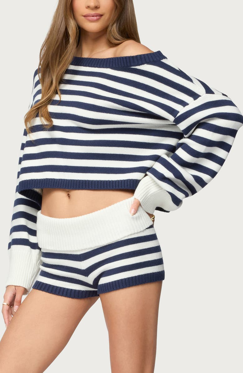 EDIKTED Striped Oversize Crop Sweater, Alternate, color, 