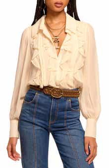 Ramy Brook Claire Lace & Ruffle Silk Shirt