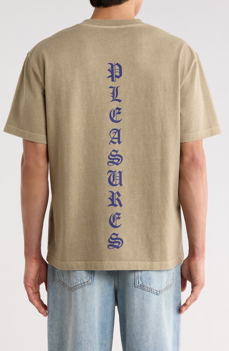 PLEASURES Knight Overdye Graphic Logo T-Shirt, Alternate, color, Tan