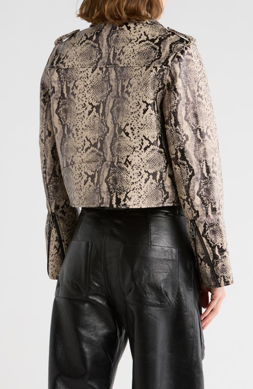 Mother The Chopper Snakeskin Embossed Faux Leather Moto Jacket In Black