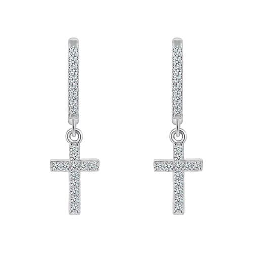 Donatello Gian Sterling Silver Cross Moissanite Earrings In Silver
