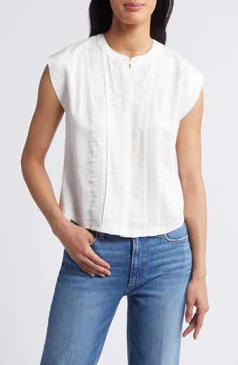 Wit & Wisdom Embellished Cap Sleeve Button-Up Shirt