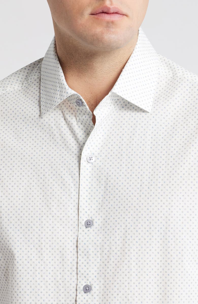 Robert Barakett Evender Microdot Print Button-Up Shirt, Alternate, color, White
