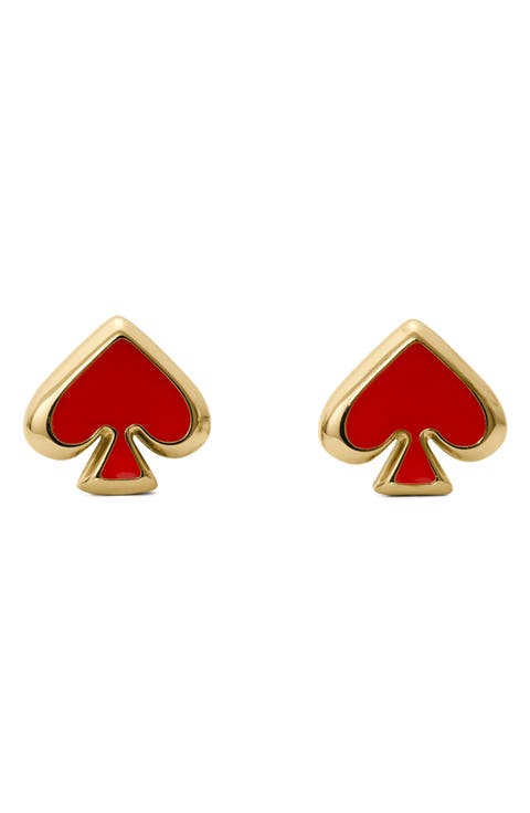 enamel spade stud earrings