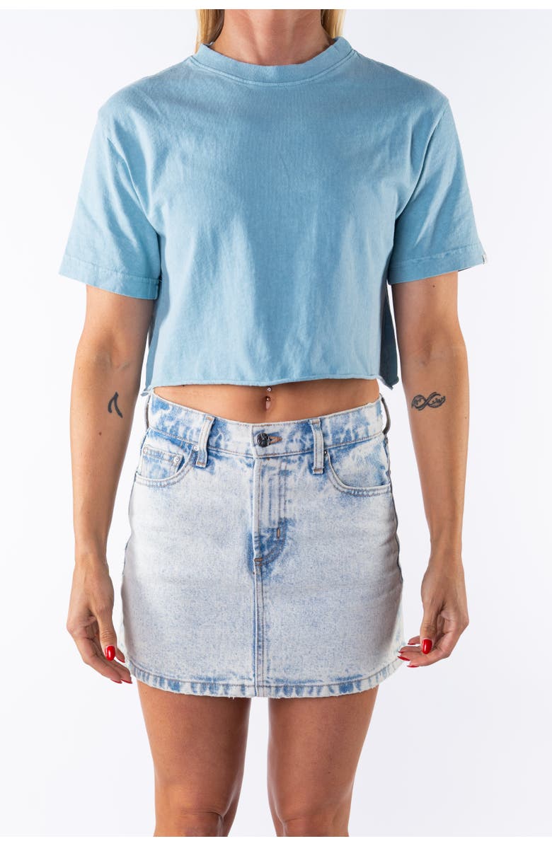 ARIKO Denim Day Mini Skirt, Main, color, Bleached Indigo