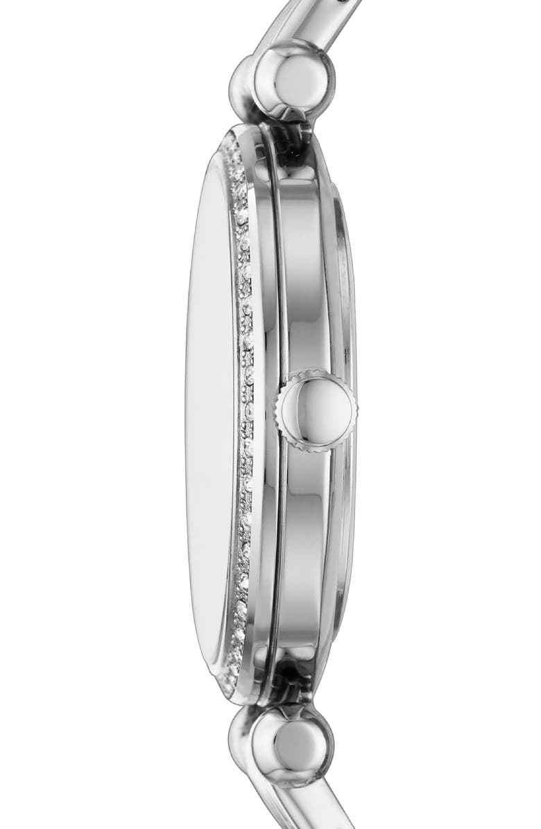 Fossil Tillie Three Hand Quartz CZ Bezel Bracelet Watch, 36mm, Alternate, color, Silver