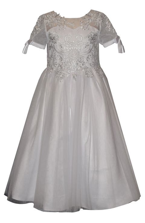 Tie Sleeve Commuinion Dress