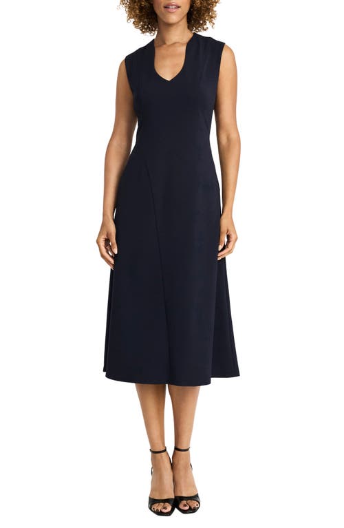 Maggy London Sleeveless Seamed Midi Dress in Twilight Navy 