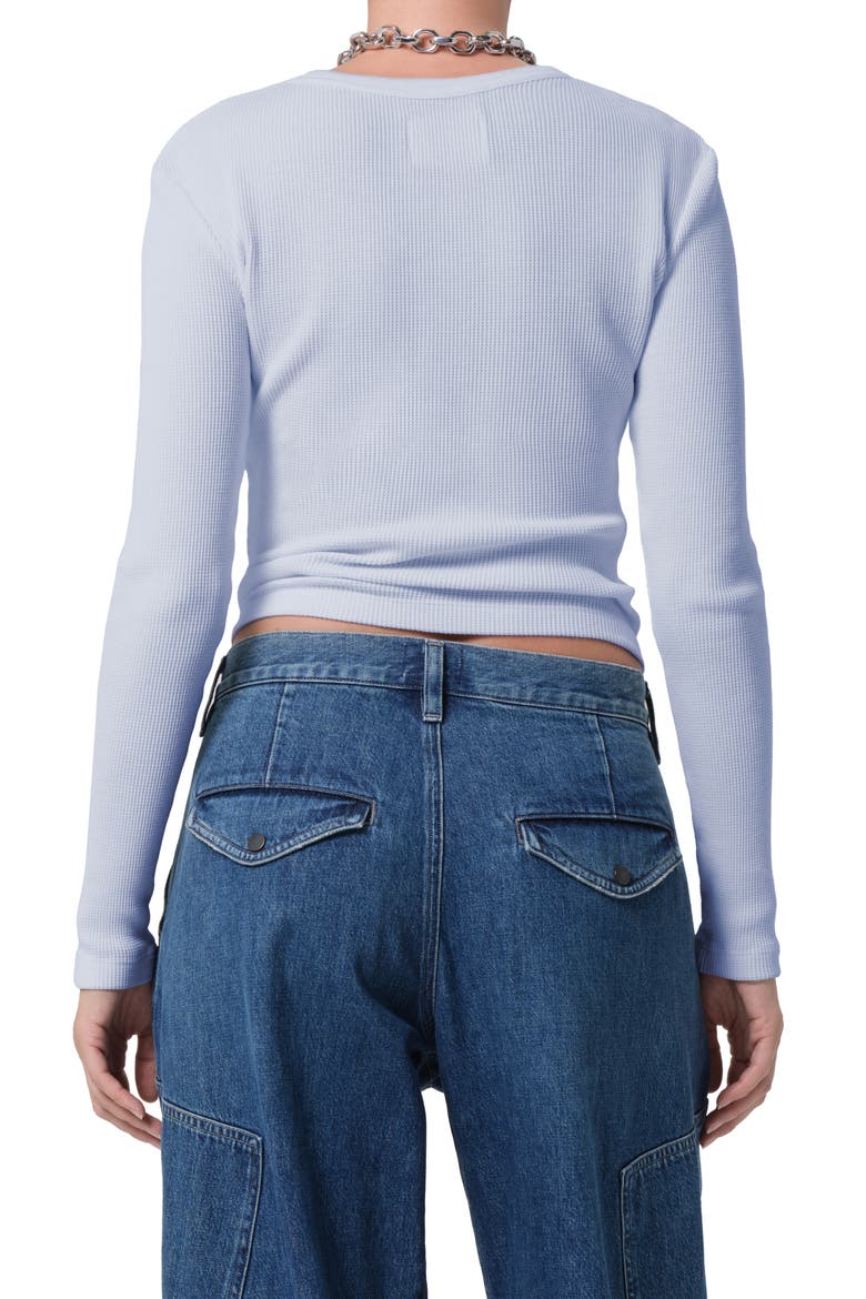 Pilar Long Sleeve Recycled Cotton Waffle Knit T-Shirt, Alternate, color, PERRI LT INDIG