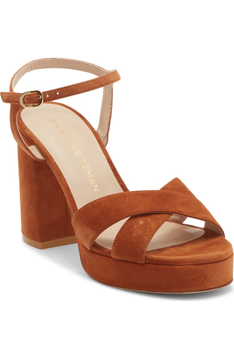 Stuart Weitzman Dayna Platform Sandal, Main, color, Bridle Brown