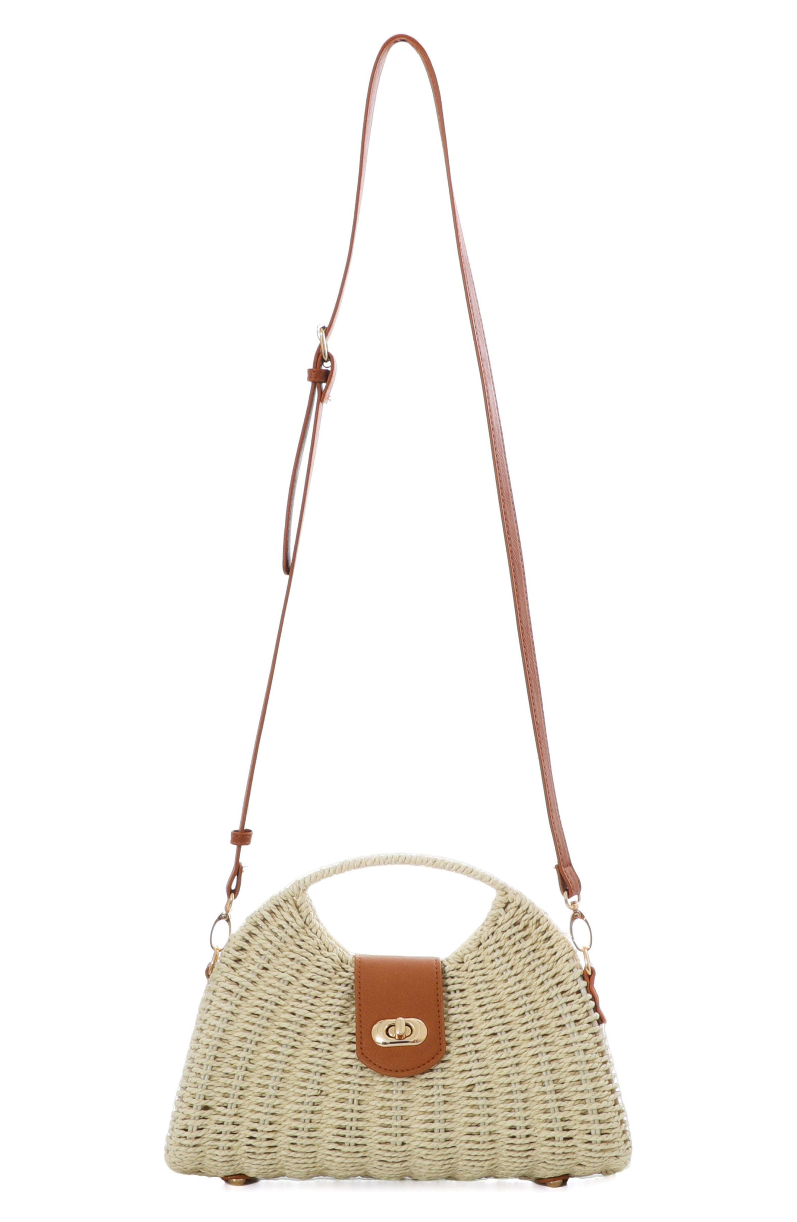 Adornia White Straw Picnic Basket Clutch, Alternate, color, White
