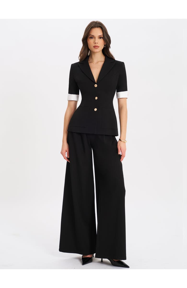 Miss Circle Aleeza Wide Leg Suit Pants, Alternate, color, Black