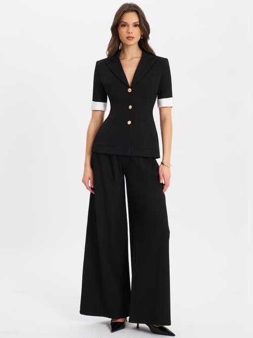 Miss Circle Aleena Short Sleeve Business Casual Blazer In Black