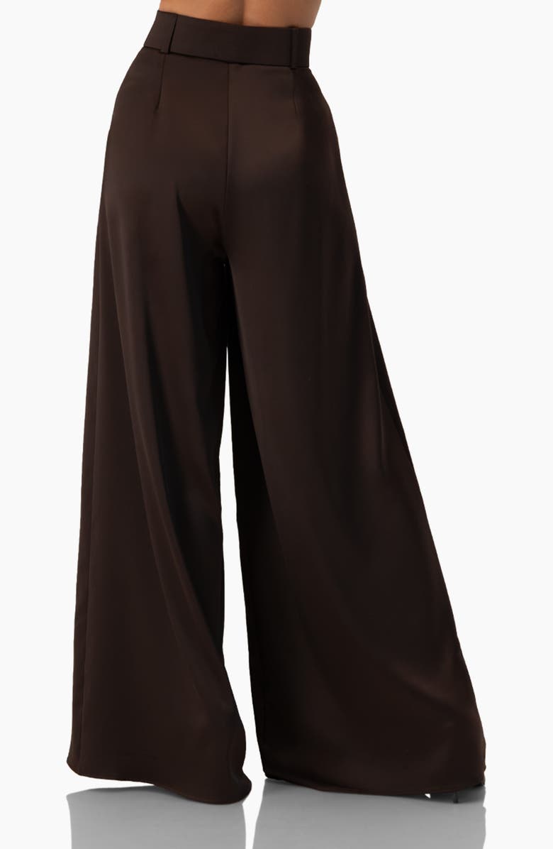 IVONNE Wide-Leg Satin Trousers, Alternate, color, Brown