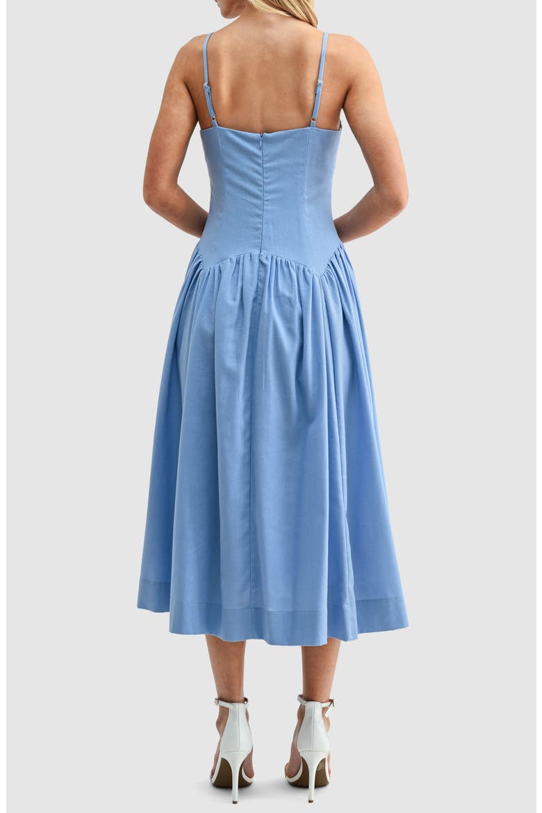 Drop Waist Cotton & Linen Midi Dress, Alternate, color, PERIWINKLE