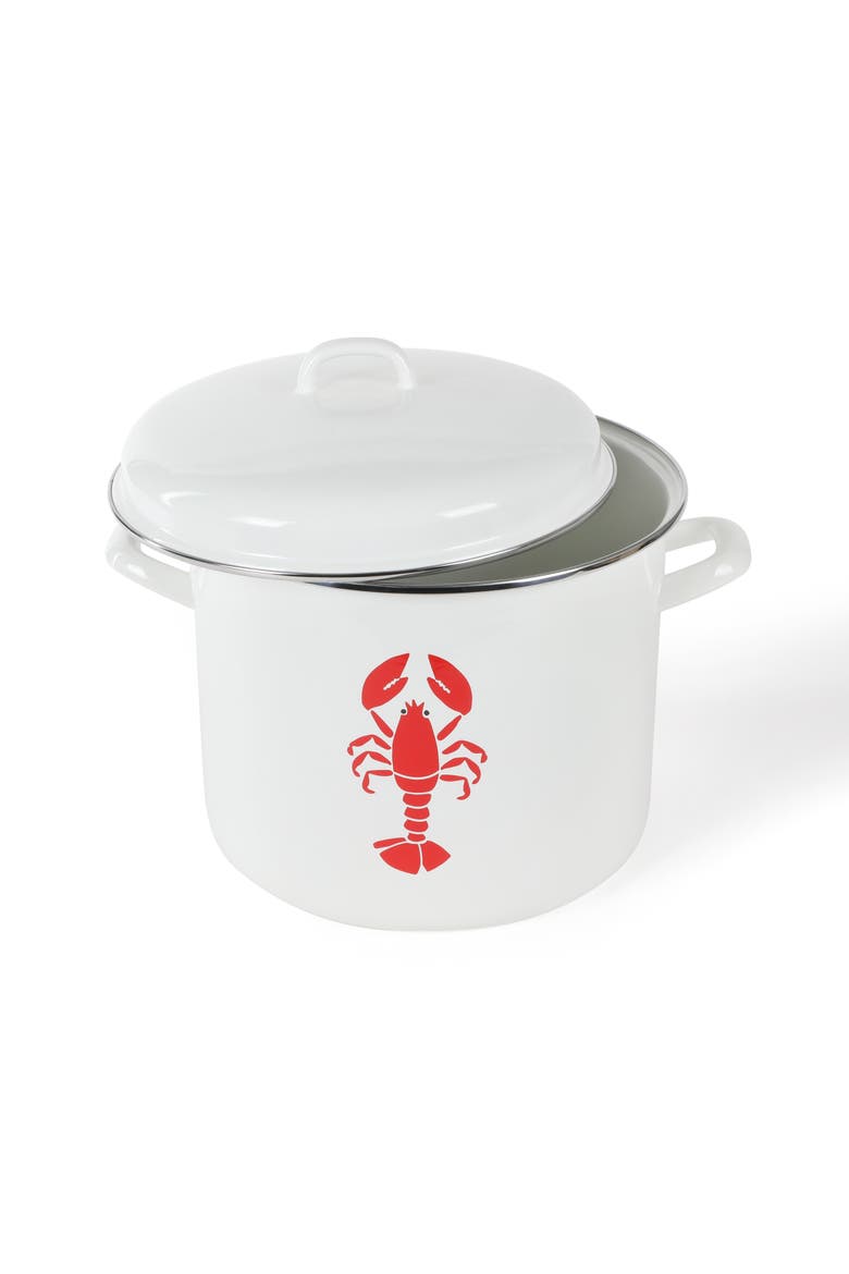 16-Quart Enameled Steel Lobster Pot Stock Pot, Alternate, color, Linen