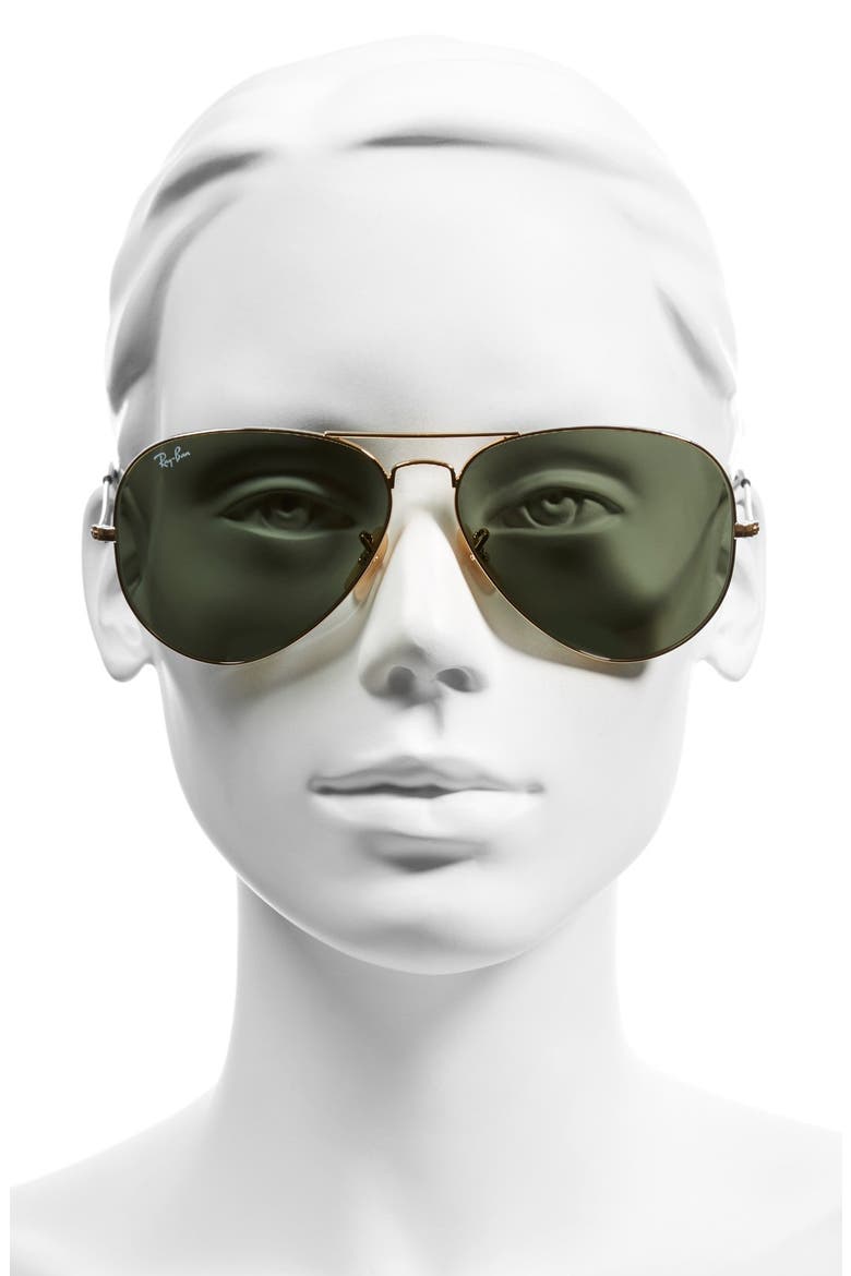 62mm Aviator Sunglasses, Alternate, color, GOLD/ DARK GREEN