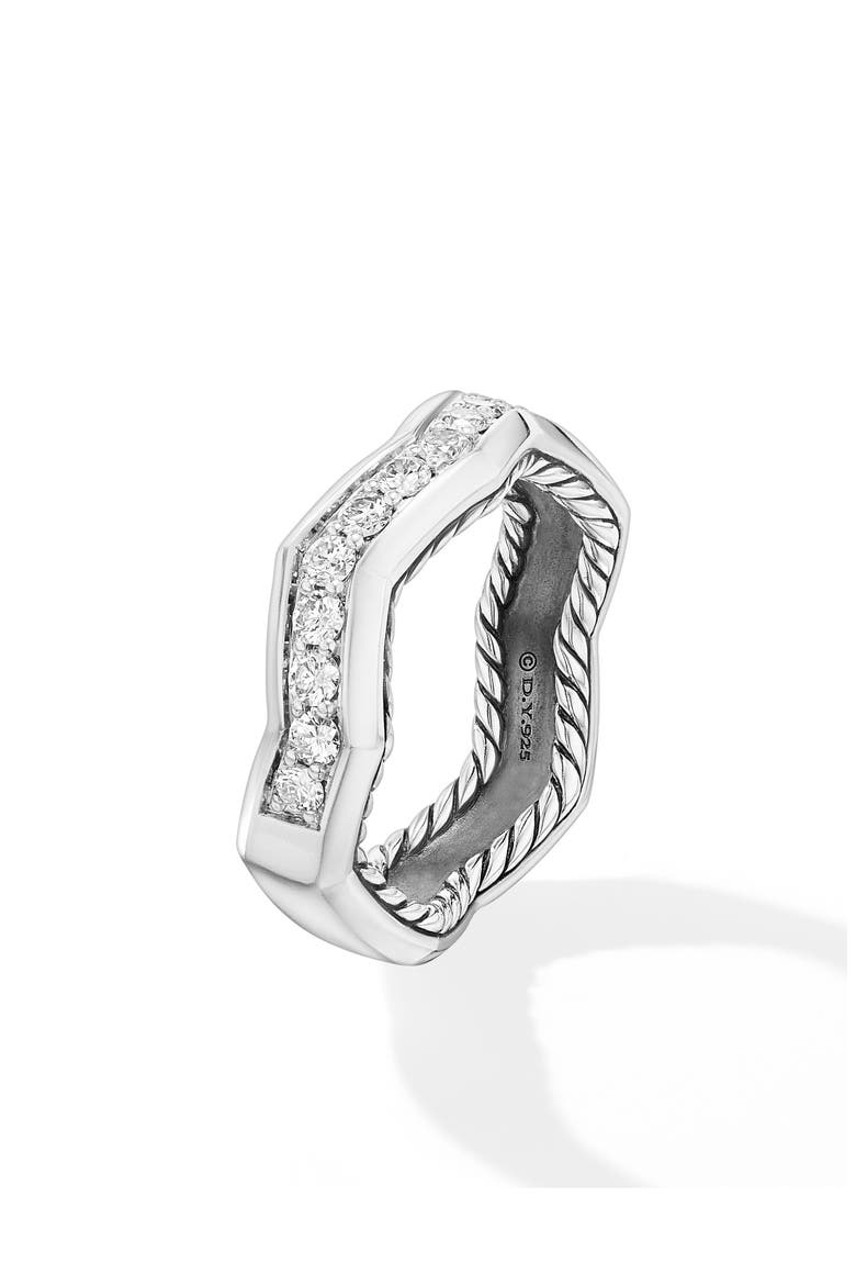 Stax Zigzag Ring in Sterling Silver with Diamonds, 5mm, Alternate, color, STERLING SILVER