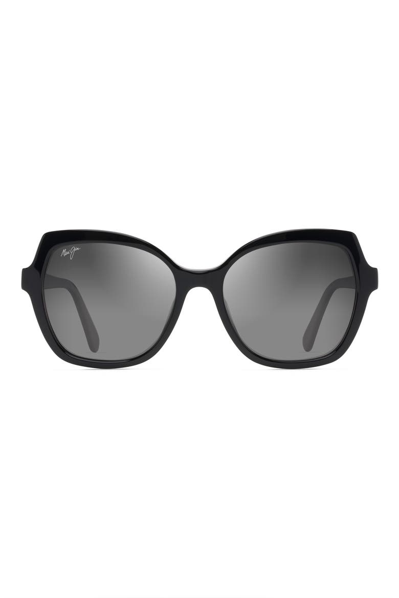 Mamane 55mm PolarizedPlus2® Round Sunglasses, Main, color, BLACK GLOSS