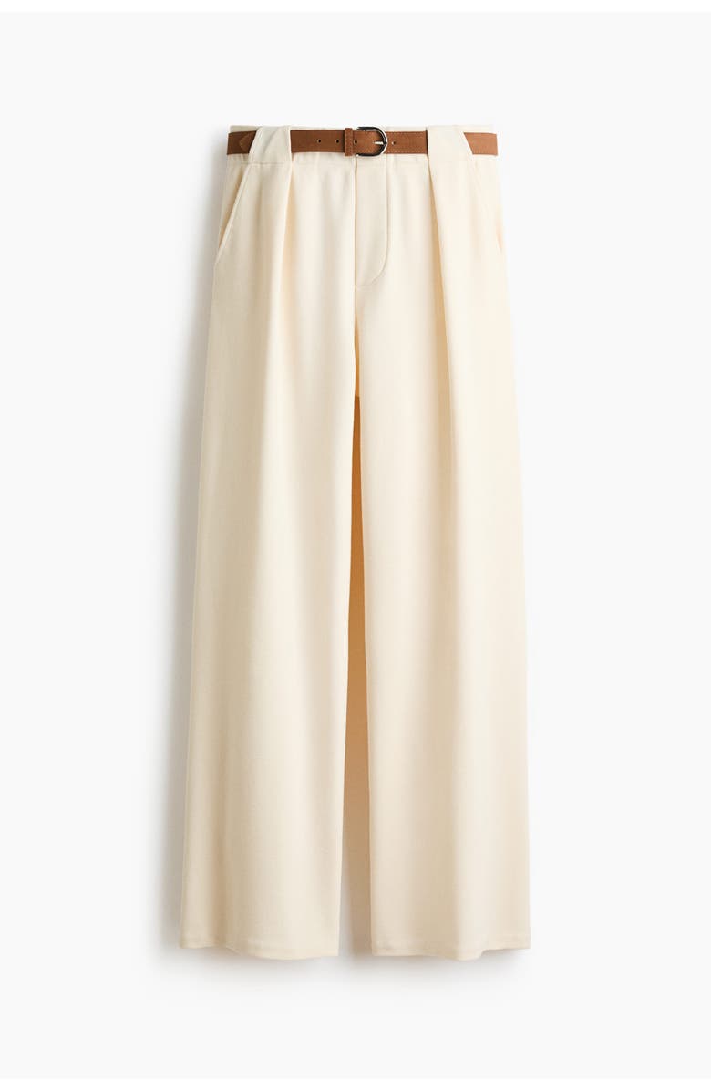 H&M Belted ponte pants, Alternate, color, Cream