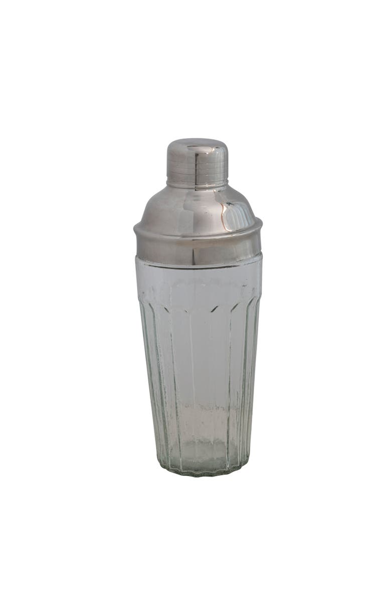 Storied Home Glass Cocktail Shaker with Stainless Steel Lid, Main, color, Clear