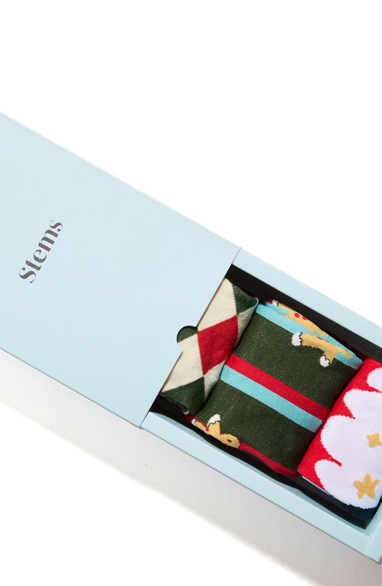 Stems Christmas 3-Pack Quarter Socks Gift Set, Alternate, color, 