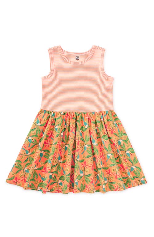 Tea Collection Print Mix Tank Skirted Dress In Pink