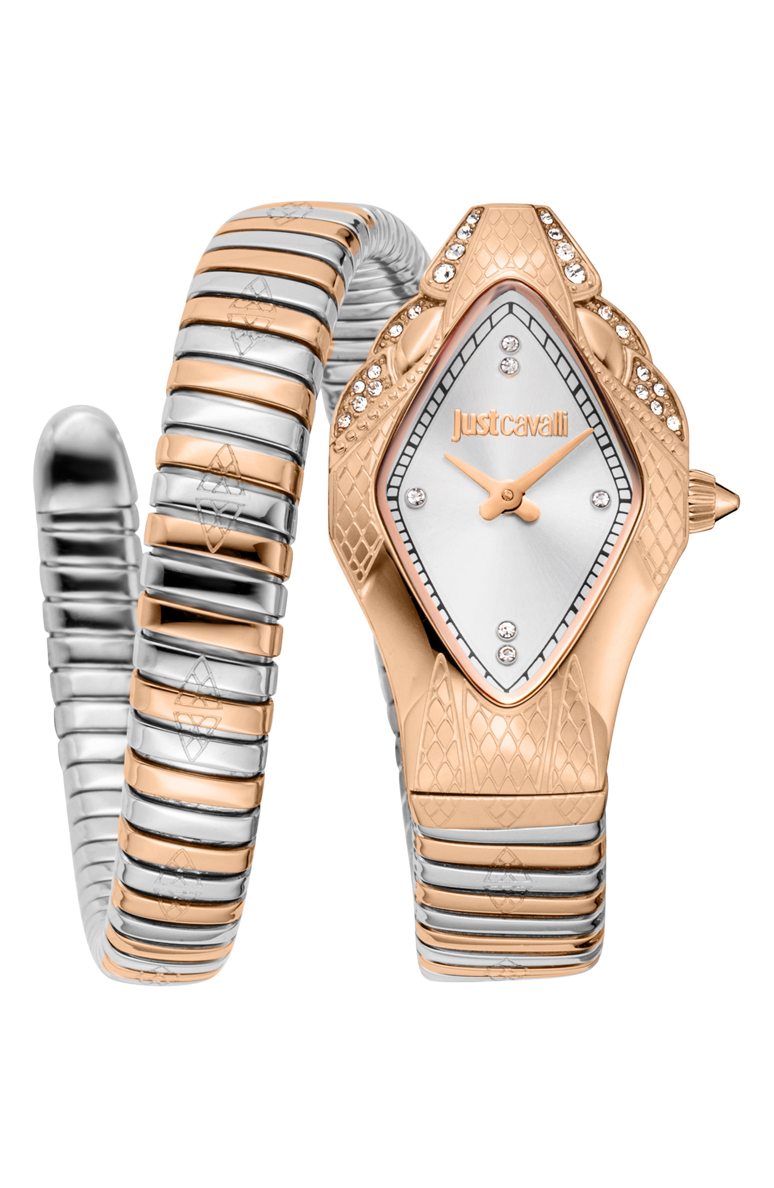 Just Cavalli Snake Wraparound Bracelet Watch, 22mm x 36.5mm