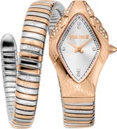 Just Cavalli Snake Wraparound Bracelet Watch, 22mm x 36.5mm
