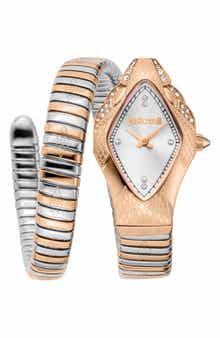 Just Cavalli Snake Wraparound Bracelet Watch, 22mm x 36.5mm