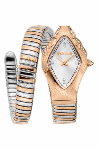 Just Cavalli Snake Wraparound Bracelet Watch, 22mm x 36.5mm