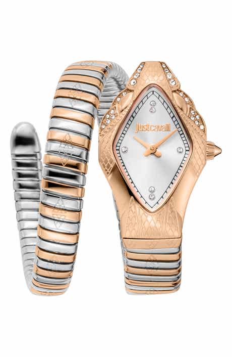 Just Cavalli Snake Wraparound Bracelet Watch, 22mm x 36.5mm