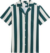MAVRANS Emerald Heritage Week Stripe Short Sleeve Button-Up Shirt