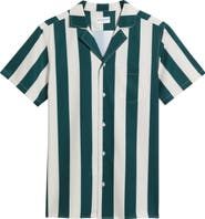 MAVRANS Emerald Heritage Week Stripe Short Sleeve Button-Up Shirt