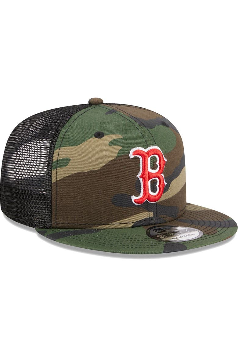 Men's New Era Camo Boston Red Sox Woodland Camo Trucker 9FIFTY Snapback Hat, Alternate, color, Camo