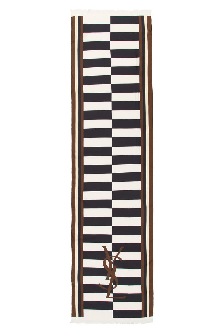 Stripe Logo Silk Scarf, Alternate, color, OFF WHITE/ MULTICOLOR