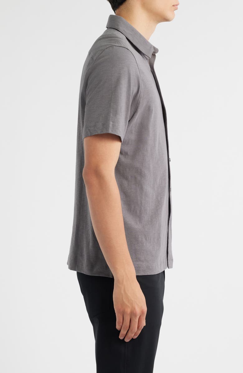 Theory Noran Short Sleeve Knit Button-Up Shirt, Alternate, color, Carbon