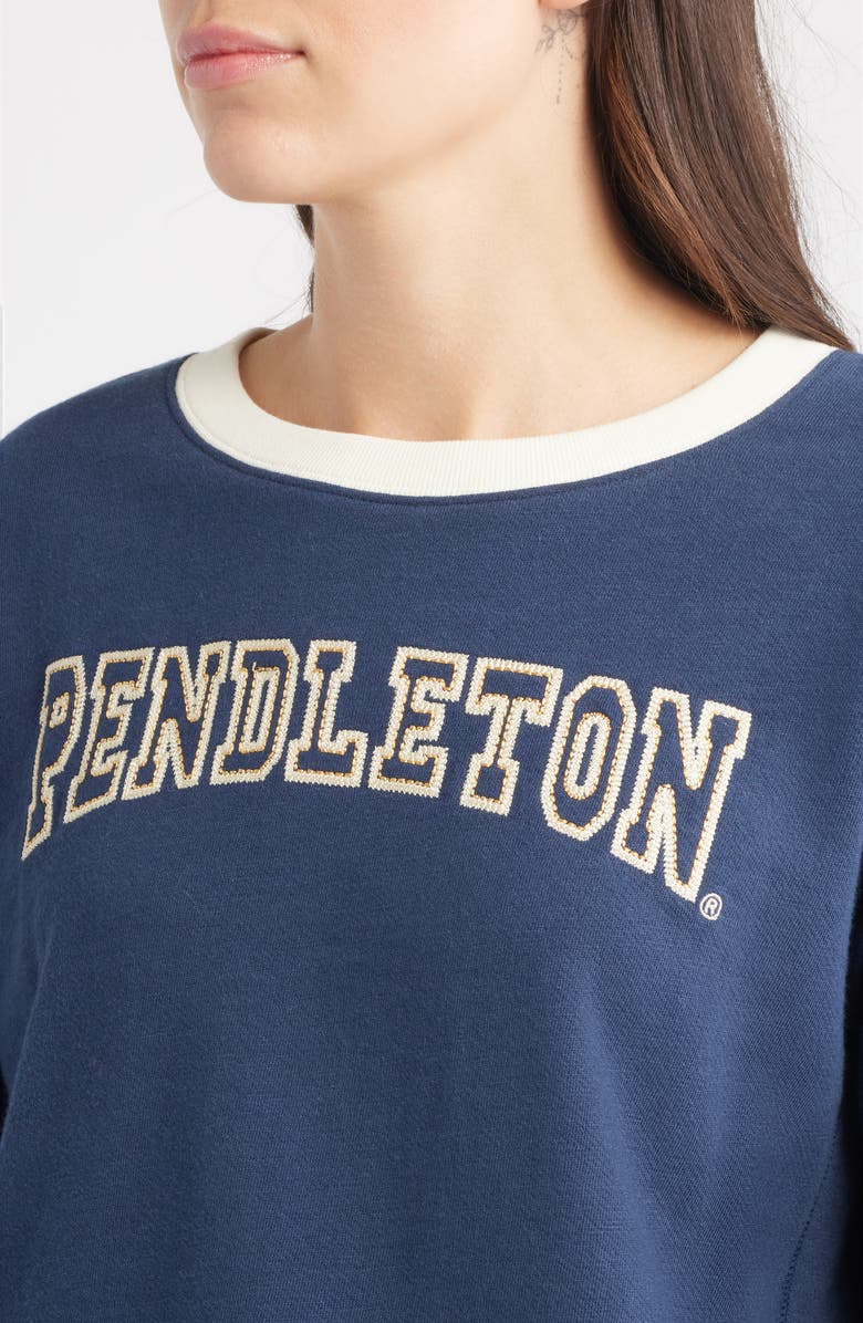 Pendleton Logo Embroidered Cotton French Terry Sweatshirt, Alternate, color, Navy