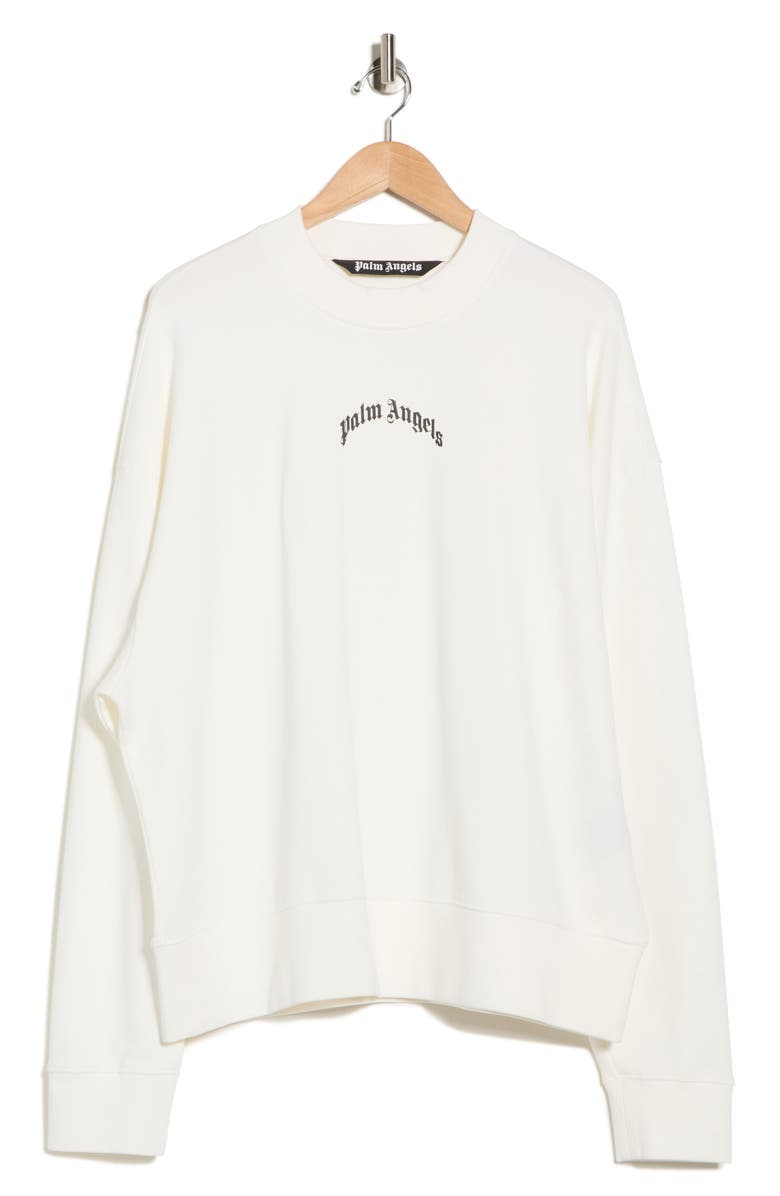 Palm Angels Logo Cotton Sweatshirt, Main, color, White